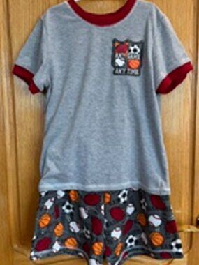 Boys Steve T-Shirt & Shorts Outfit Set Sports Ball Games Graphic Print Sz:XL(14)